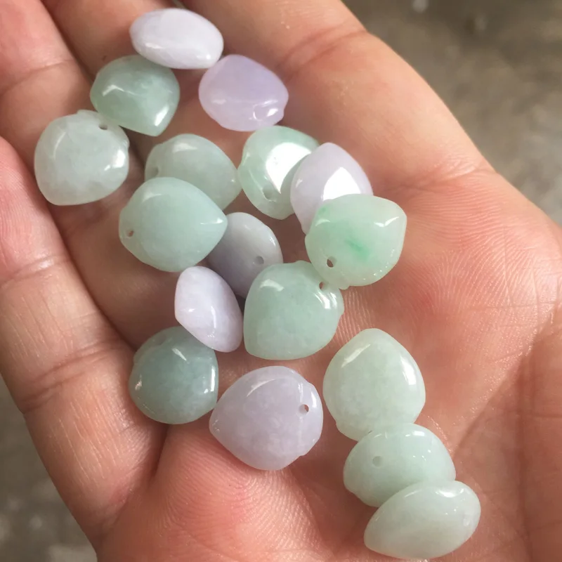 3PC DIY Earrings Natural Burmese Jade Peach Pendant ite A Grade Necklace Carved Mascot Wealth Women Jewelry | Украшения и