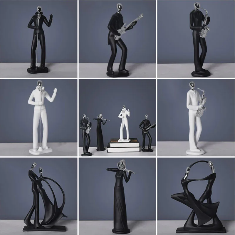 

Modern Abstract Resin Handicraft Music Band Figurine Musician Sculpture Musical Instrument Statue Home Office Living Room Decor