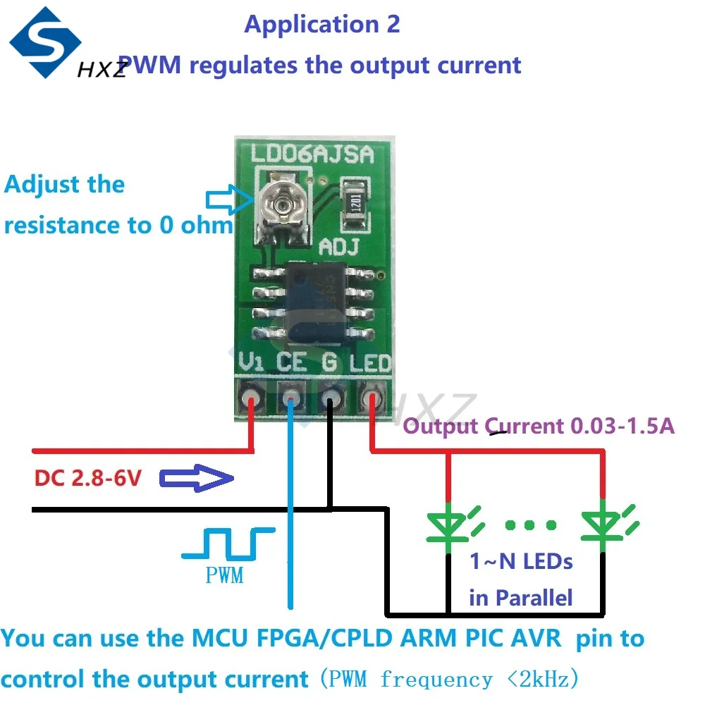 DC 2.8～6V LED Driver 30-1500MA Constant Current Adjustable Module LED Driver Module