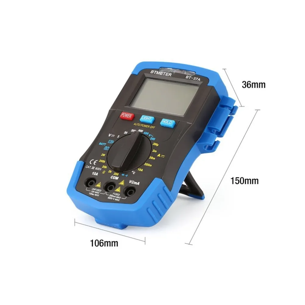 BTMETER BT-37A Цифровой мультиметр DC/AC Напряжение Вольт Ом Ампер метр портативный вольтметр тест er 1999 отсчетов батарея тест