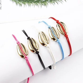

5 Colors Rope Chain Bracelet Women Gold Color Shell Shape Bracelets Couple Delicate Bracelet Bohemian Beach Bracelet Jewelry