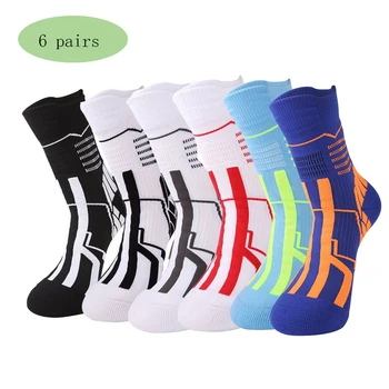 

6 pairs Sports Socks Men Athletic wear-resisting Towel Bottom Basketball Socks man Walking Hiking cycling Socks protect ankle