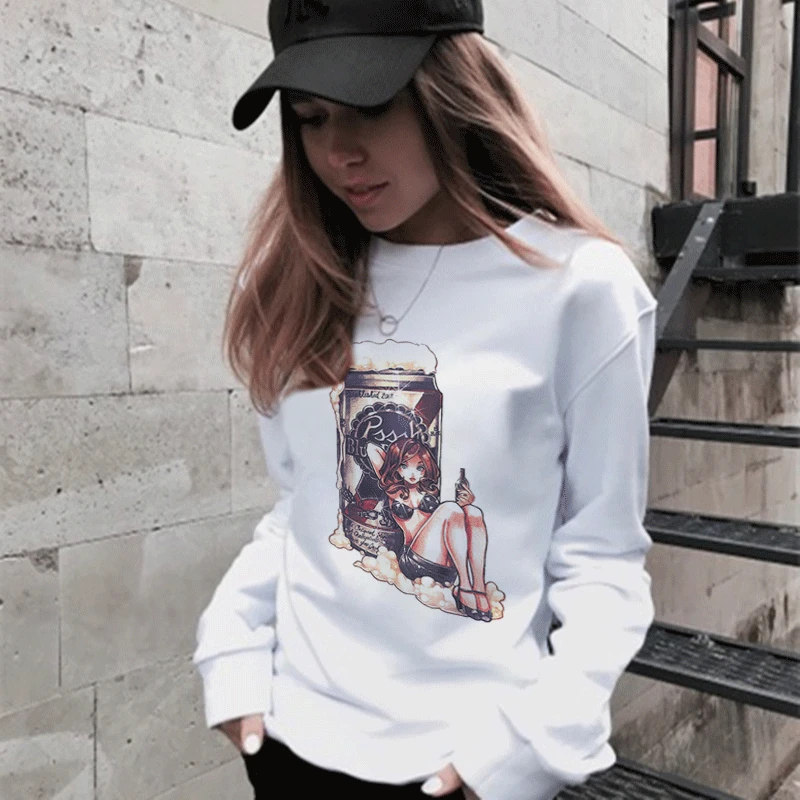 

Quarterly Latest Women's Large Picture Print Hoodie Comfortable O-neck Long-Sleeved Pullover Shirt Women's Sports Sweatshirt