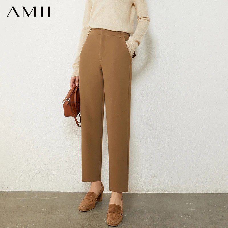 

Amii Minimalism Autumn Winter Loose Causal Women's Pants OLstyle High Waist Ankel-length Suit Pants Female Trousers 12040739