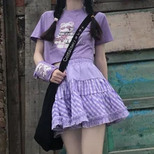 

Women Harajuku Cute Preppy Style Jk Short Skirt Sweet Lolita Style Mini Skirts Japanese Girls Sexy Punk High Waist Tiered Skirts