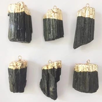 

Z 6Pc Natural Black Tourmaline Gem Reiki Healing Count Pendant Nunatak Raw Energy Chakra Natural Stone Pendant e018