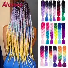 Alororo, 24 дюйма, 100 г/упак., Омбре, высокотемпературные волосы, коса, синтетические косички, вязанные крючком волосы, огромные косички для наращивания