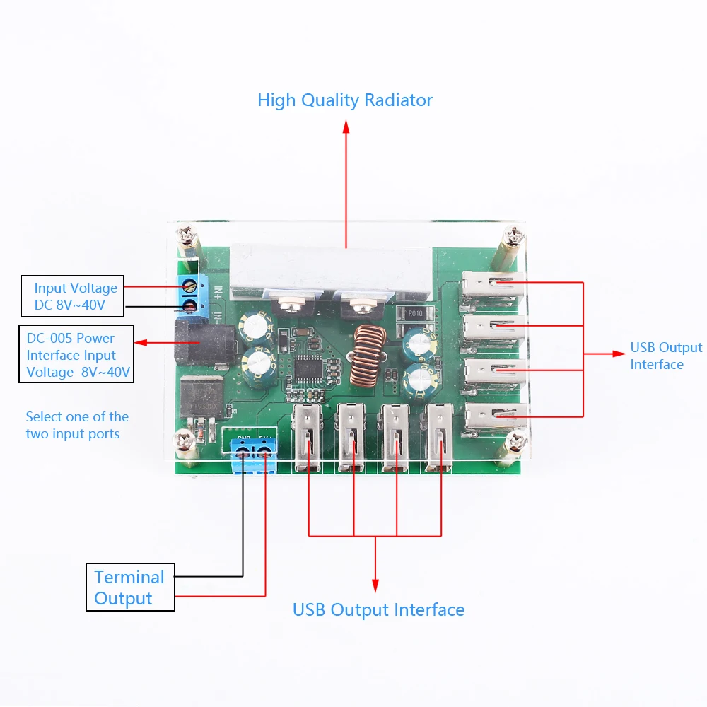DC-DC Шаг вниз Питание модуль 5V 5A 10A 8-канальный USB Выход понижающий преобразователь 8USB для умного дома/робот