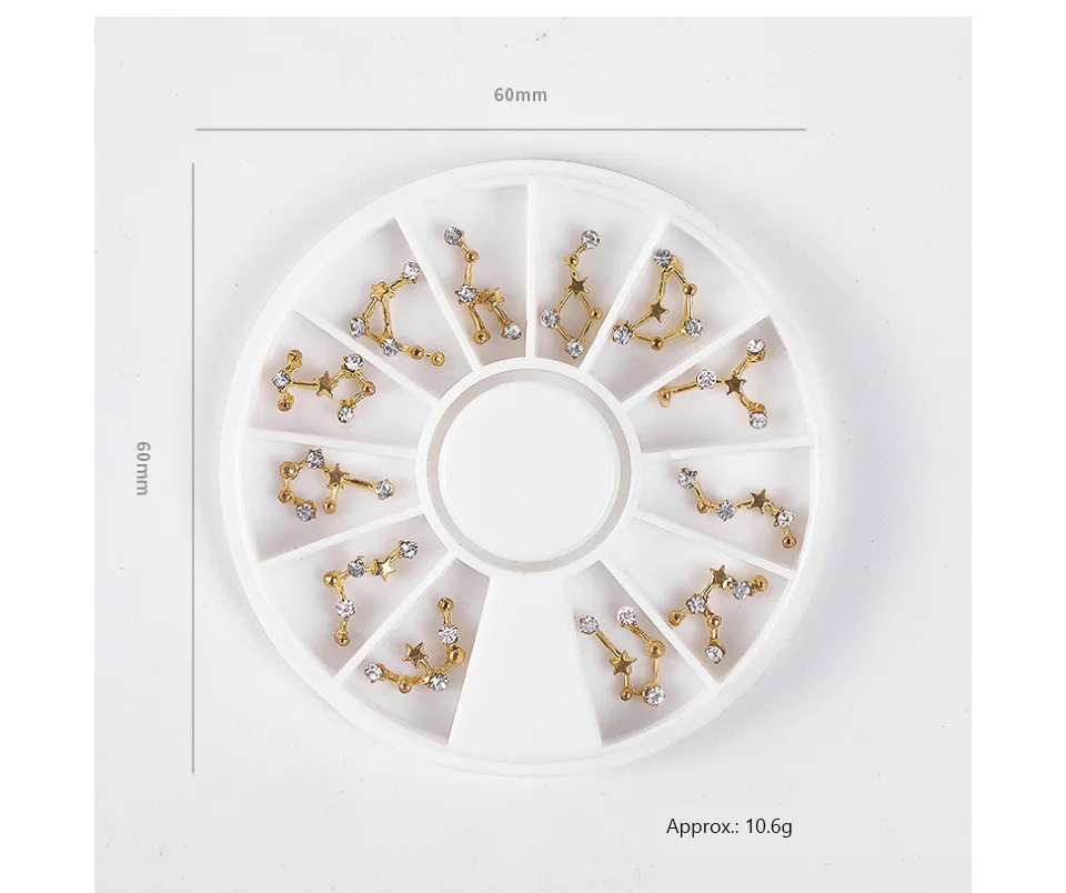 12 Constellation Shape Nail Art Decorations 3D Alloy Nail Rhinestones Creative Jewelry Decor Nail Wheel DIY Manicure Accessories