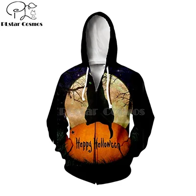 zip hoodies PLstar Cosmos/вечерние 3d толстовки с изображением черного кота Джека Скеллингтона/Толстовка на зиму, Рождество, Хэллоуин, Рождество, streetwear-10 - Цвет: zip hoodies