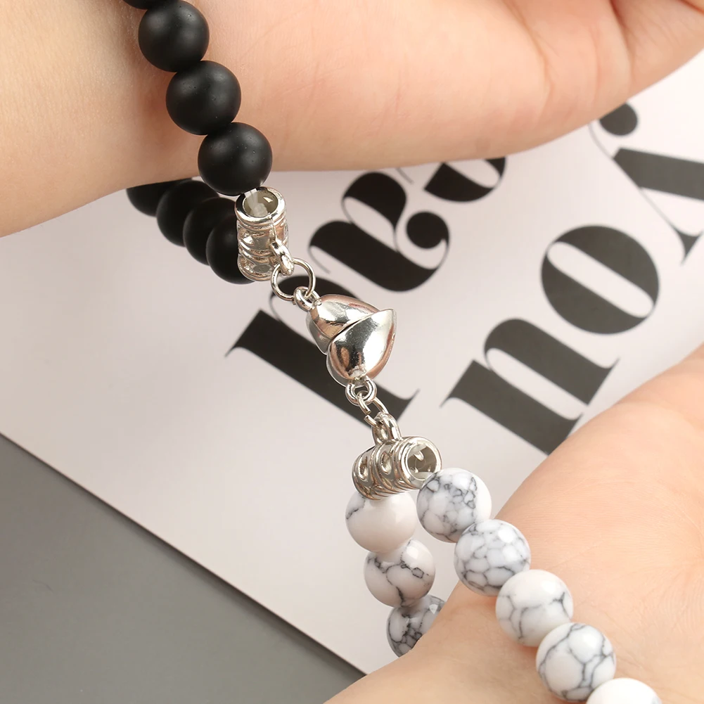 Natural Stone Beads Kit for DIY Couples Distance Bracelet Elastic