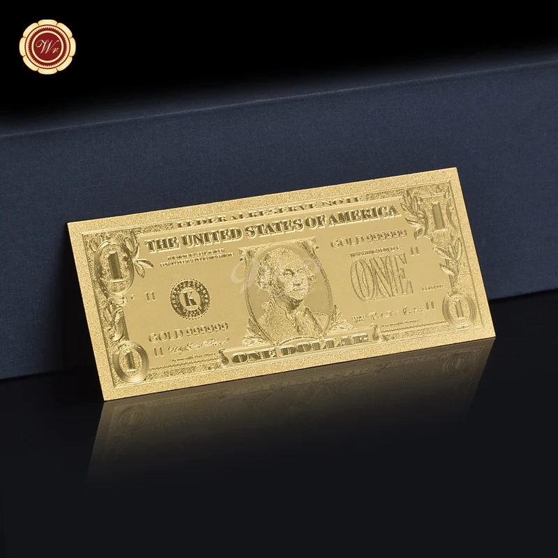 1 dollar WR Золотая фольга банкнота США 1 доллар поддельные деньги американский стиль Поддельные Банкноты коллекция подарочный сертификат Dropshipping2019 - Цвет: 1 dollar