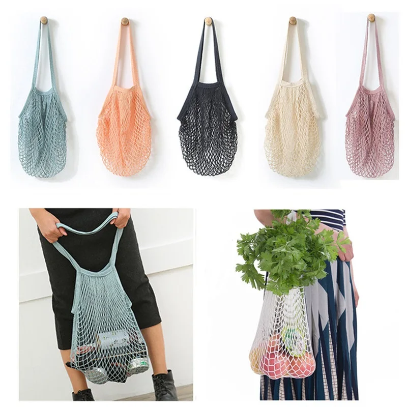 

Reusable Fruit Shopping String Grocery Shopper Cotton Tote Mesh Woven Net Shoulder Bag Mesh Net Shopping Bag Dropshipping