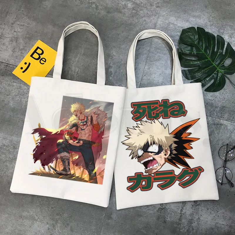 Boku No Anime mi héroe Academia Bakugou Katsuki gráfico de impresión de dibujos animados de bolsas de compras de las niñas de moda Casual paquete bolso de mano