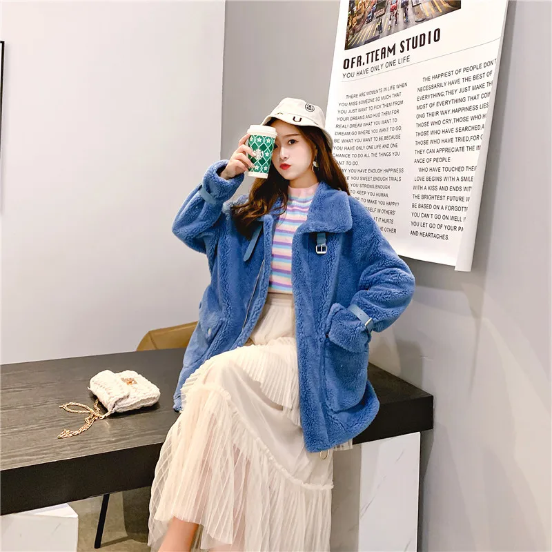 Faux lamb double-faced fur plus size ins style women winter coat harajuku jacket women plus size bomber jackets vintage fur coat