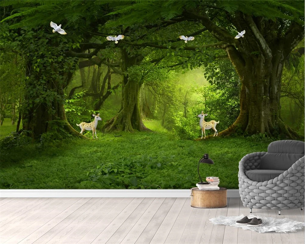 

Beibehang Customized modern new Nordic elk forest landscape bedroom living room background wallpaper wall papers home decor