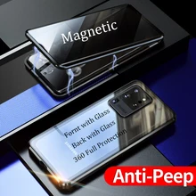 New Privacy Magnetic Case For Samsung Galaxy S20 Ultra S20 S10 S9 S8 Note 10 Plus Note 9 8 Magnet Metal Double Side Glass Case