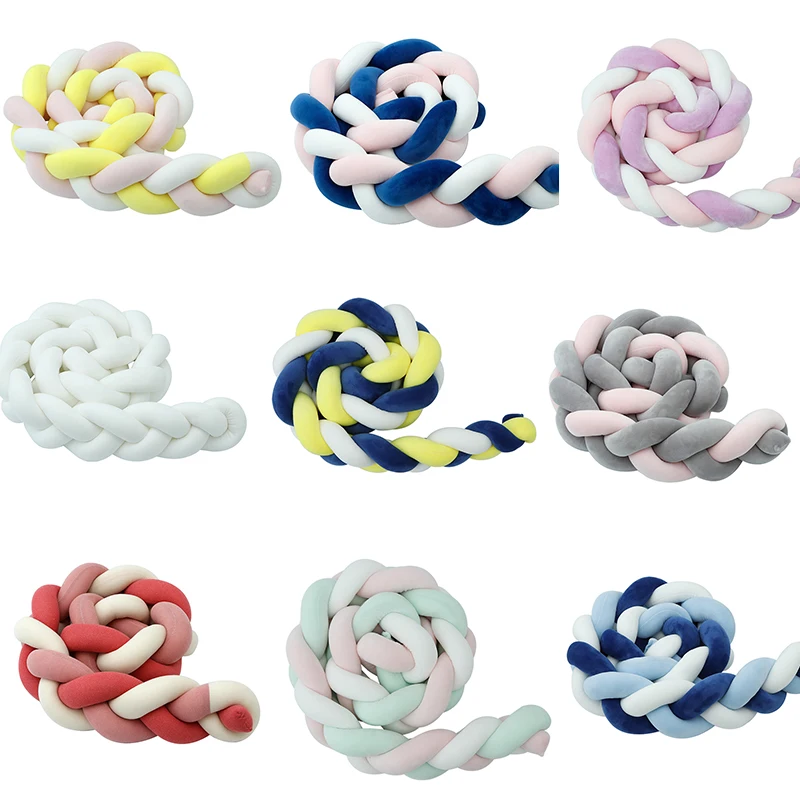 Baby Bed Crib Side Bumper Newborn 2M Infant Cot Plush Bed Protect Braid Bumper Baby Bedding Baby Ro