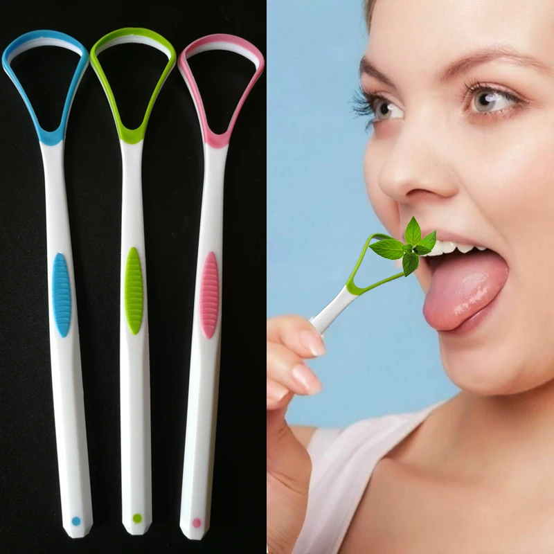 Tongue Scraper Portable Plastic Oral Tongue Cleaning Brush Hygiene Tool
