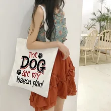 Fun Teacher Gift for Teacher Dog Ate Lesson Plan Printed Canvas Bag Teacher Tote Bags Book Bag Teacher Appreciation