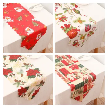 

2021 New Year Decor 180*35cm Christmas Table Runner Ornaments Christmas Decorations for Home Noel Natal Table Flags Navidad 2020