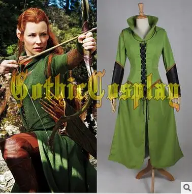 Customized movie The Hobbit cosplay Elf Tauriel Outfit Cosplay Costume for The Hobbit 2 / 3 Cosplay Tauriel costume