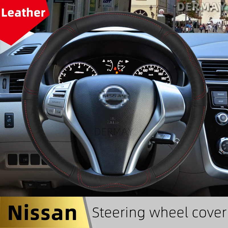 Чехол на руль из натуральной кожи для Nissan Qashqai Juke Primera Versa Almera Terrano Kicks March Murano 350z NV200
