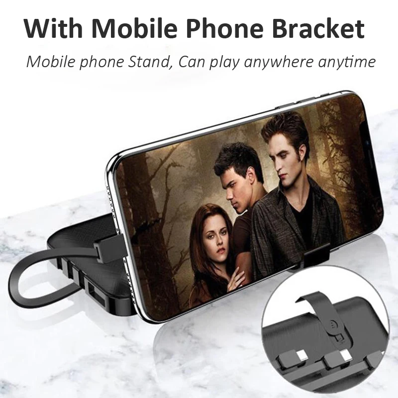 Внешний аккумулятор 10000 мАч, портативное быстрое зарядное устройство, внешний аккумулятор 10000, встроенный в 3 кабеля, внешний аккумулятор, повербанк для Xiaomi Mi iPhone