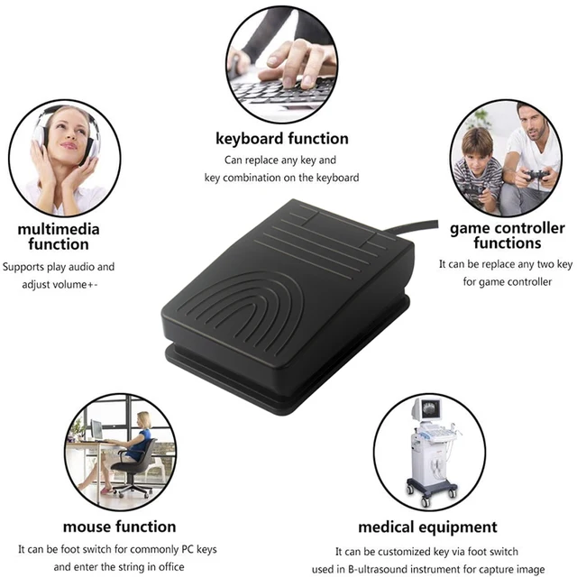 USB Foot Pedal Keyboard Switcher for HID PC Computer Office USB Action Control Customized Media Key Function Mouse PC Games - Image 5