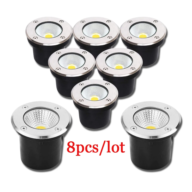 Waterproof LED Underground Light 3W 5W 7W 10W 12W Outdoor Ground Garden Path Floor Buried Yard Spot Landscape 110V220V 12V 8 pcs garden decoration lamps