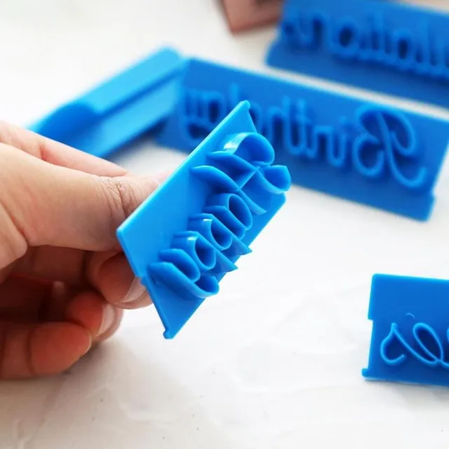 6 db/Beállított Áldási Betűk Boldog Születésnapot Legjobb Kívánságok Kézírás Torta Műanyag Fondant Gratulálok Domborító Penész