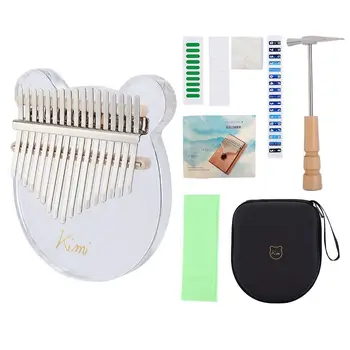 

Hotsales Kimi Kalimba Acrylic 17 Key Transparent Thumb Piano with Tuner Hammer Gig Kalimba Case Manual Bag