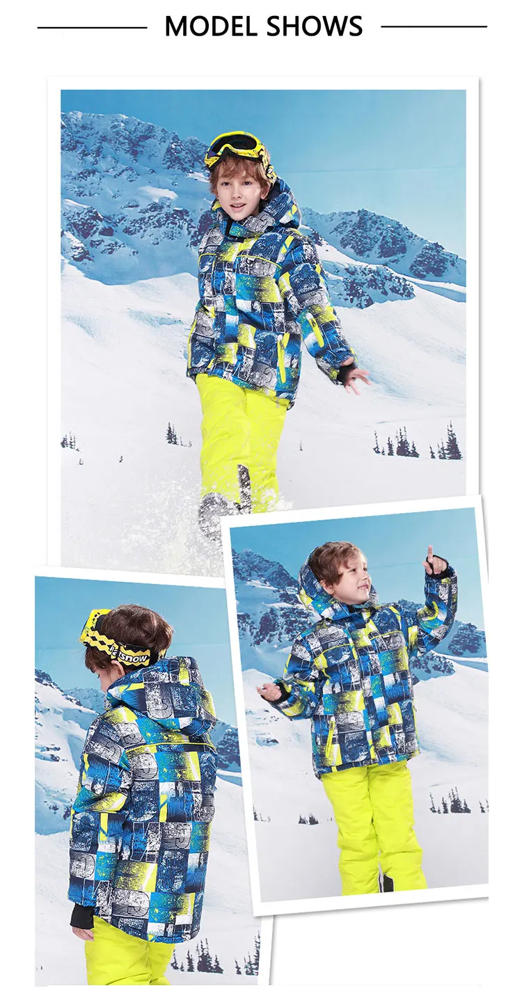 Phibee лыжный костюм одежда для маленьких мальчиков теплые водонепроницаемые ветроустойчивый сноуборд комплекты зимняя куртка детская одежда для детей