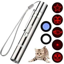 Portátil pet cat laser lâmpada de luz 3 modos usb recarregável longa distância ratos e gatinho interativo ponto laser brinquedos gato