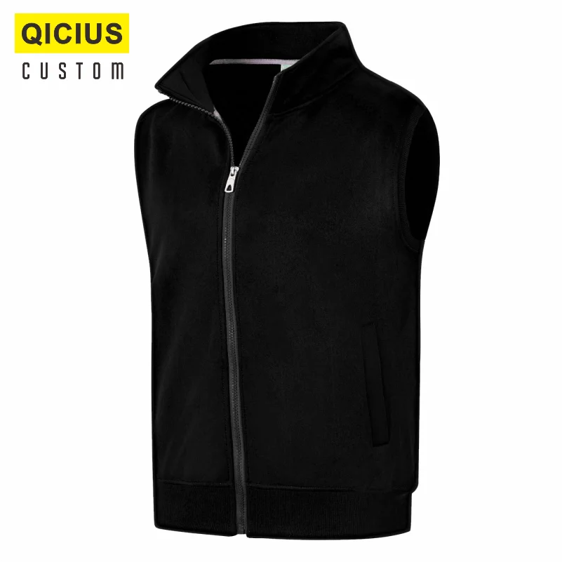 Men's Plus Velvet Warm Vest Custom Printed Embroidery Logo Casual Elastic Solid Color Vest Winter Sleeveless Thick Coat 3xl 2