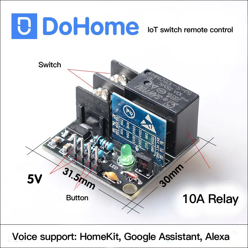 

DoHome New WiFi Plug Smart Switch Works with Apple HomeKit Technology (iOS12 or +), Alexa & Google Assistant, Timer