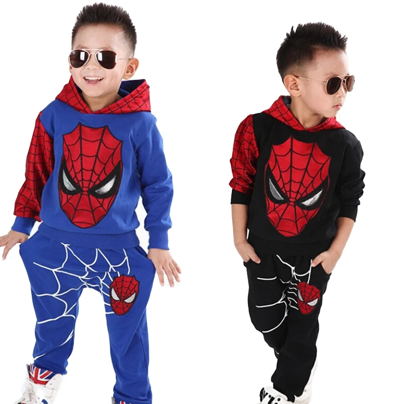 Baby Kids Boys Spiderman Tracksuit Hoodies Tops Long Pants Sets Outfits Costume 