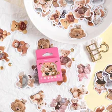 

46Pcs/Box New Cute Cartoon Bear Self-Adhesive Stickers Dairy Album Scrapbooking Decoration DIY Sealing Boxed Stickers Wholesale