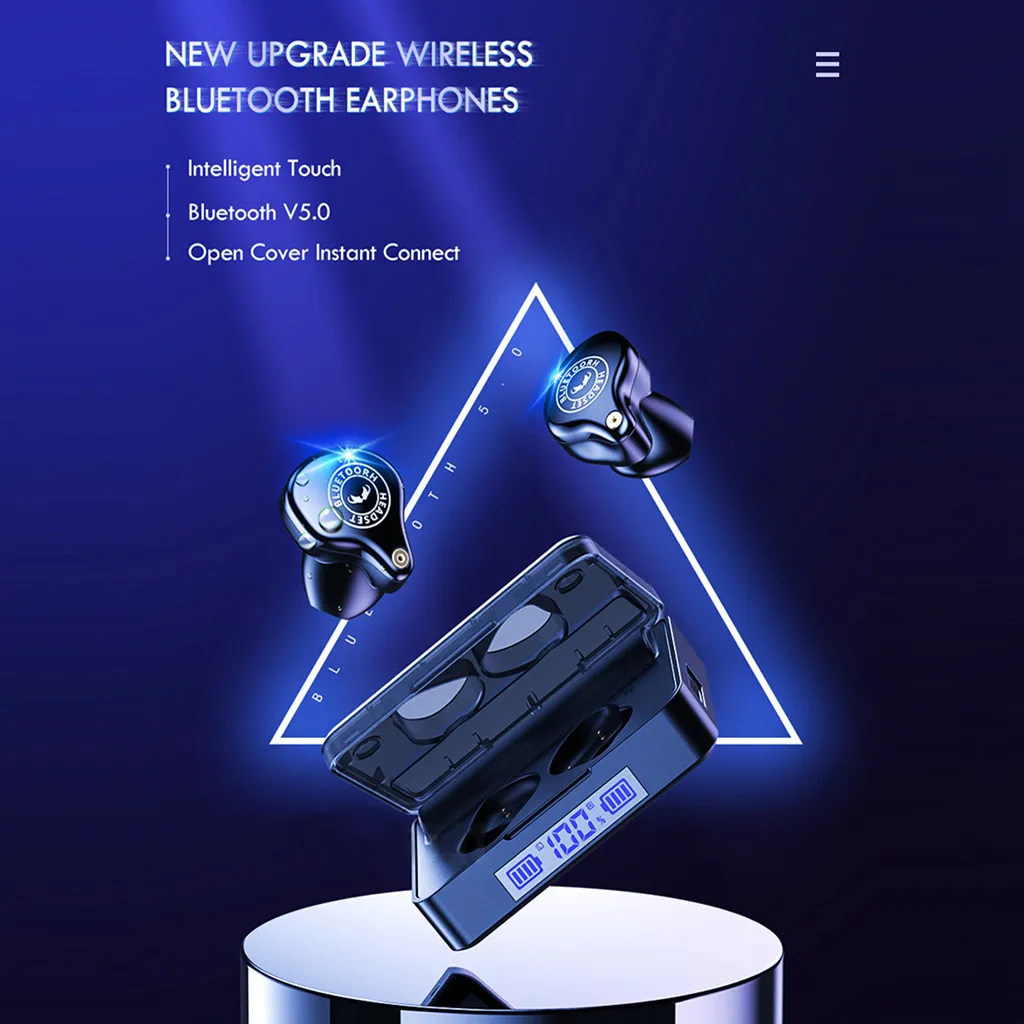 50# Bluetooth наушники TWS 5,0 в водонепроницаемые стерео беспроводные наушники с шумоподавлением, игровая гарнитура, светодиодный дисплей, наушники