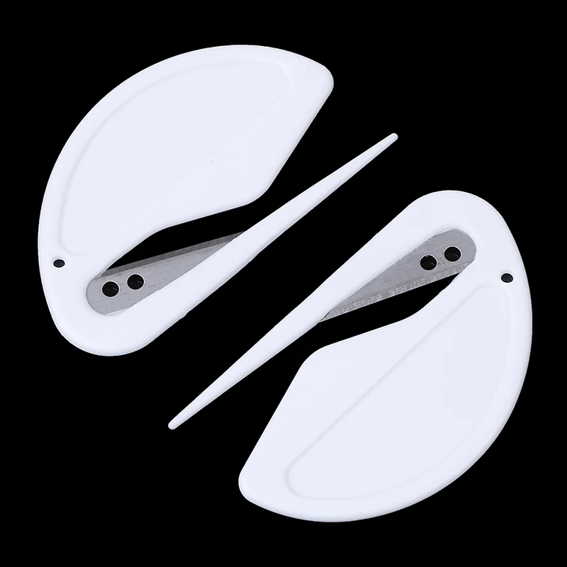 2pcs Mini Sharp Letter Envelope Opener Safety Papers Guarded Cutter Blade Office Supplies Plastic Letter Opener