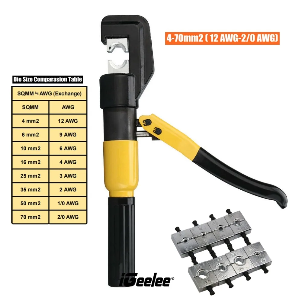 iGeelee Hydraulic Crimping Tool Hydraulic Crimping Plier Hydraulic Compression Tool YQK-70 Range 4-70MM2 Pressure 5-6T (25)