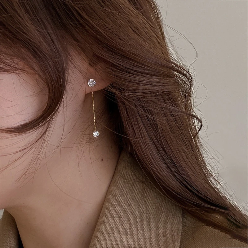 Simple Zircon Long Earrings For Women Girls Gold Color Earring 2021 New  Korean boucle oreille femme Jewelry|Drop Earrings| - AliExpress