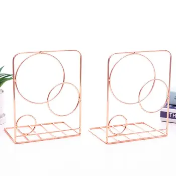 

2pcs Round Metal Desktop Bookends Book Ends Support Stand Holder Shelf Bookrack