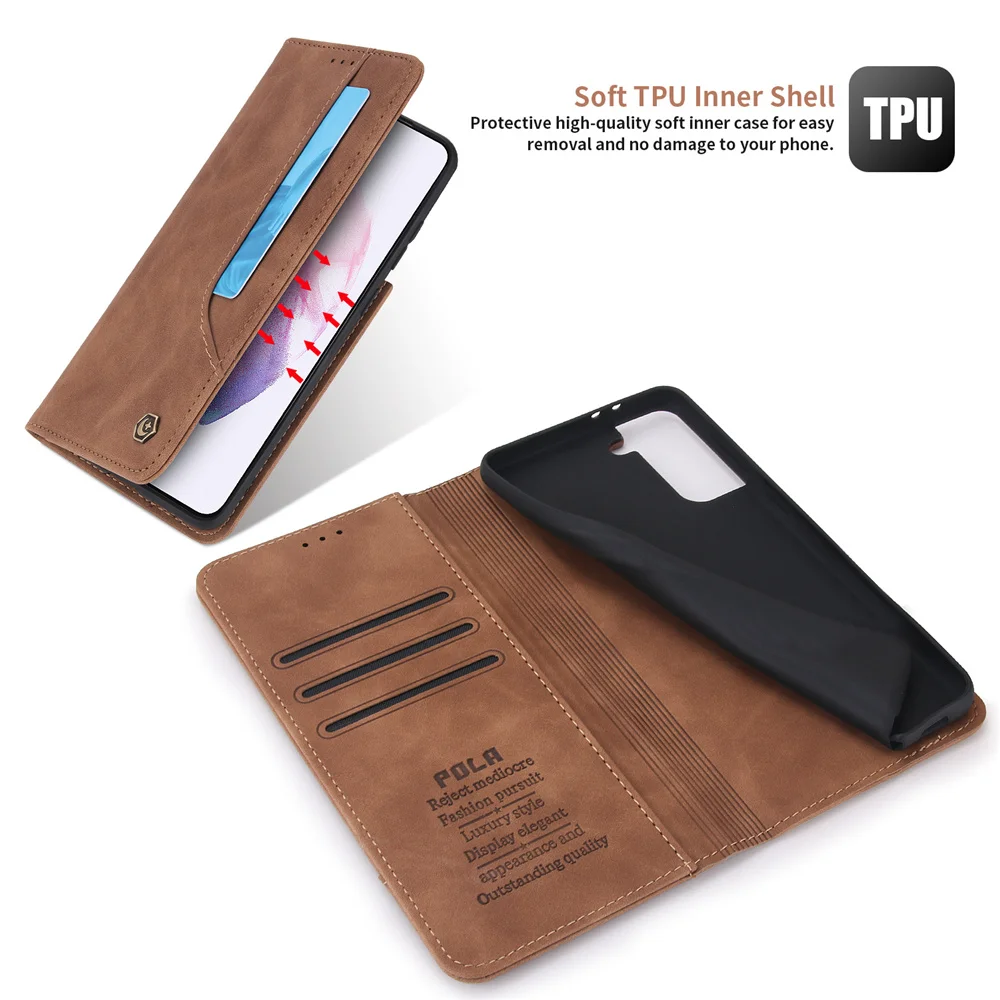 Phone Case Luxury Flip Magnetic Leather Wallet Case For Samsung Galaxy S21 S20 FE Note 20 10 9 Ultra S10 E S9 Plus Note20