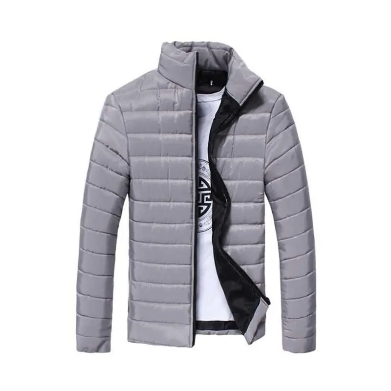 Зимнее пальто Для мужчин куртка теплая хлопковая куртка пальто со стоячим воротником на молнии Для мужчин одежда Для мужчин s зимняя куртка - Цвет: gray