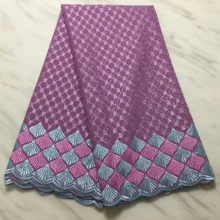 Швейцарская вуаль кружева в швейцарском стиле с камнями Африканская Хлопковая кружевная ткань высокого качества ткань из Дубая для свадьбы 5 ярдов/партия