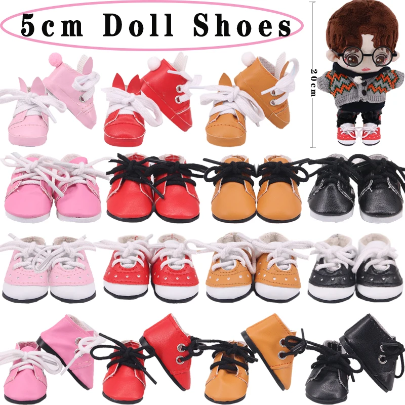 5cm Doll PU Saddle Shoes For 33-36cm Russia Paola Renio Doll&20 Cm K-Pop Star&14 Inch Wellie Wisher Lace-up Sneakers Girl` Toys sneakers gradient glitter star lace up flat sneakers in multicolor size 37 38 39 40