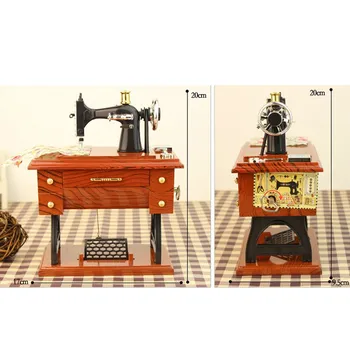 

Vintage Music Box Mini Sewing Machine Style Mechanical Birthday Gift Table Decor Music Box Decoration Ornamentsin in stock #40