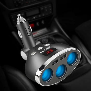 

3 in 1 Dual USB Car Cigarette Lighter Socket Splitter Plug 3 Cigarette Lighter Car USB Voltage Monitor For iPhone For Samsung