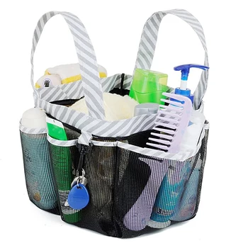 

Mesh Shower Tote,Large College Dorm Bathroom Organizer with Key Hook and 2 Oxford Handles,Basket Pockets for Camp Gym